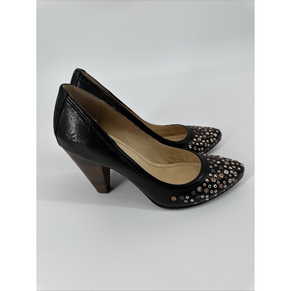 FRYE REGINA STUDDED PUMPS BLACK  HEELS LEATHER UPPER WOMEN SIZE 8